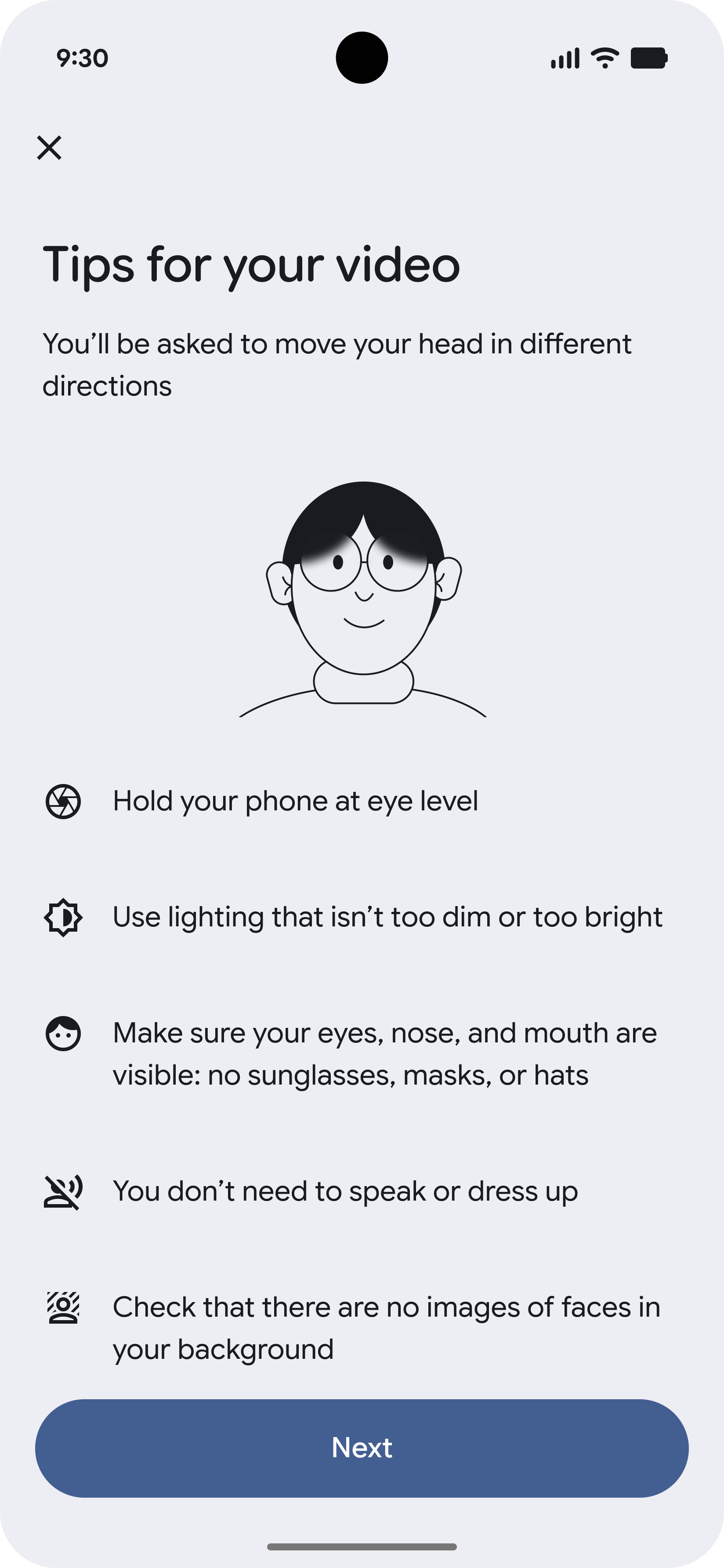 Uma tela com dicas para gravar o vídeo de atividade.