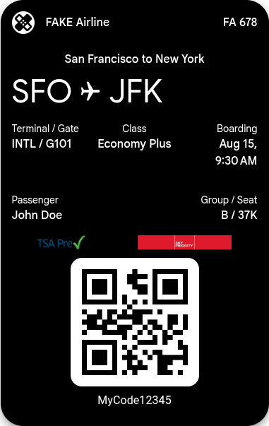 Gmail Boarding Pass
Example