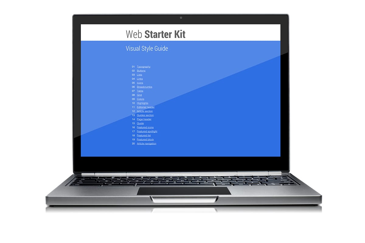 دليل تنسيق Web Starter Kit على جهاز Chromebook Pixel