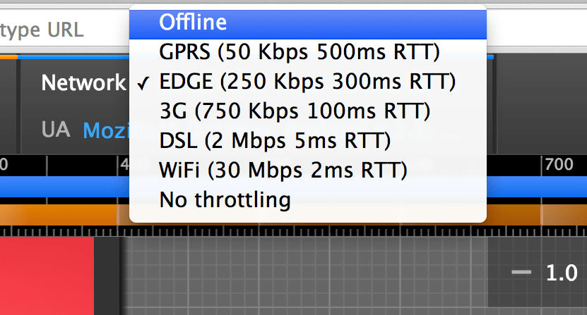 لقطة شاشة لميزة Network Throttling في Chrome DevTools