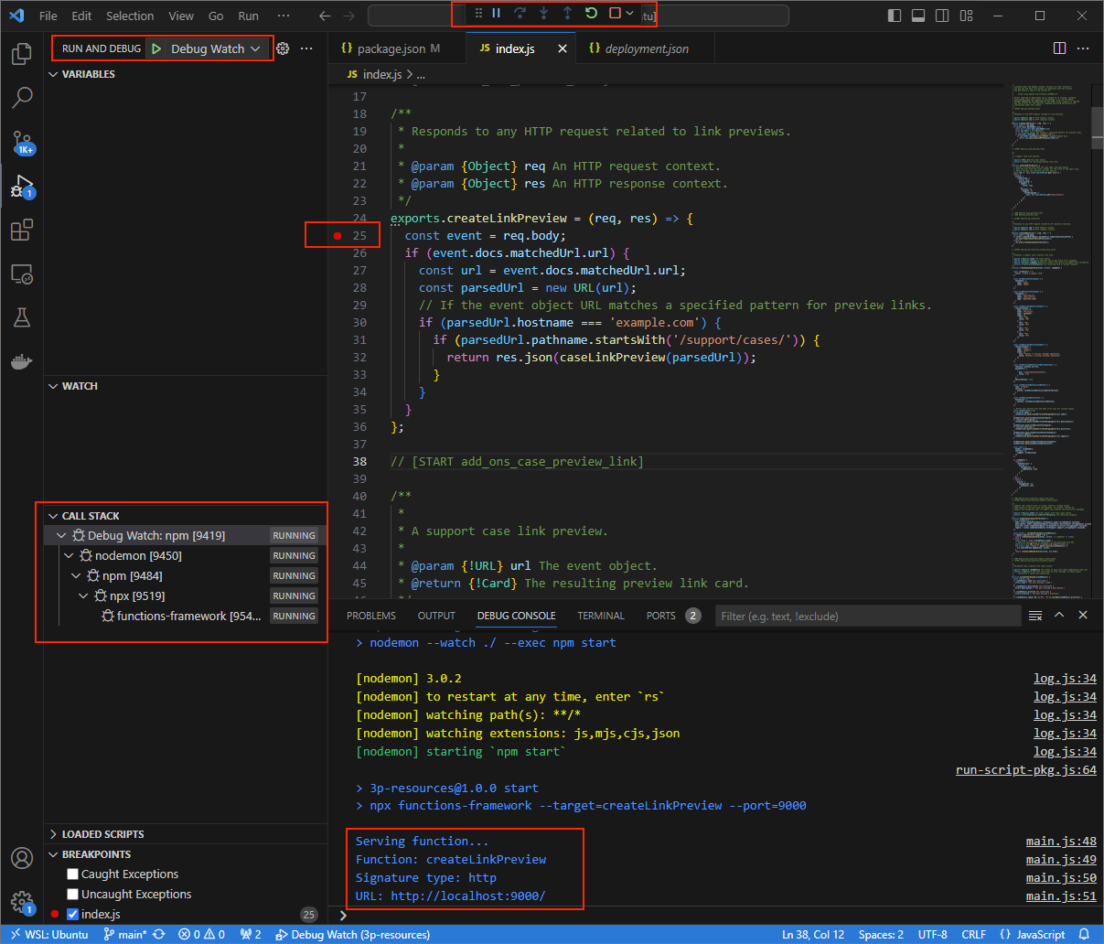 L'application s'exécute et écoute les requêtes HTTP sur le port 9000.