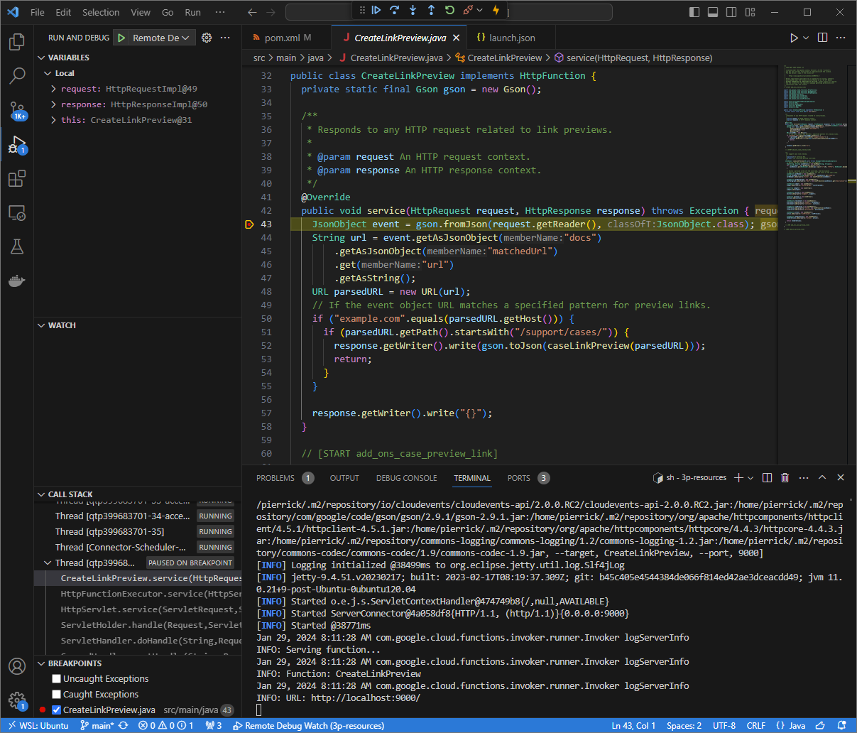 يتم إيقاف التنفيذ مؤقتًا عند نقطة الإيقاف التي تم ضبطها.