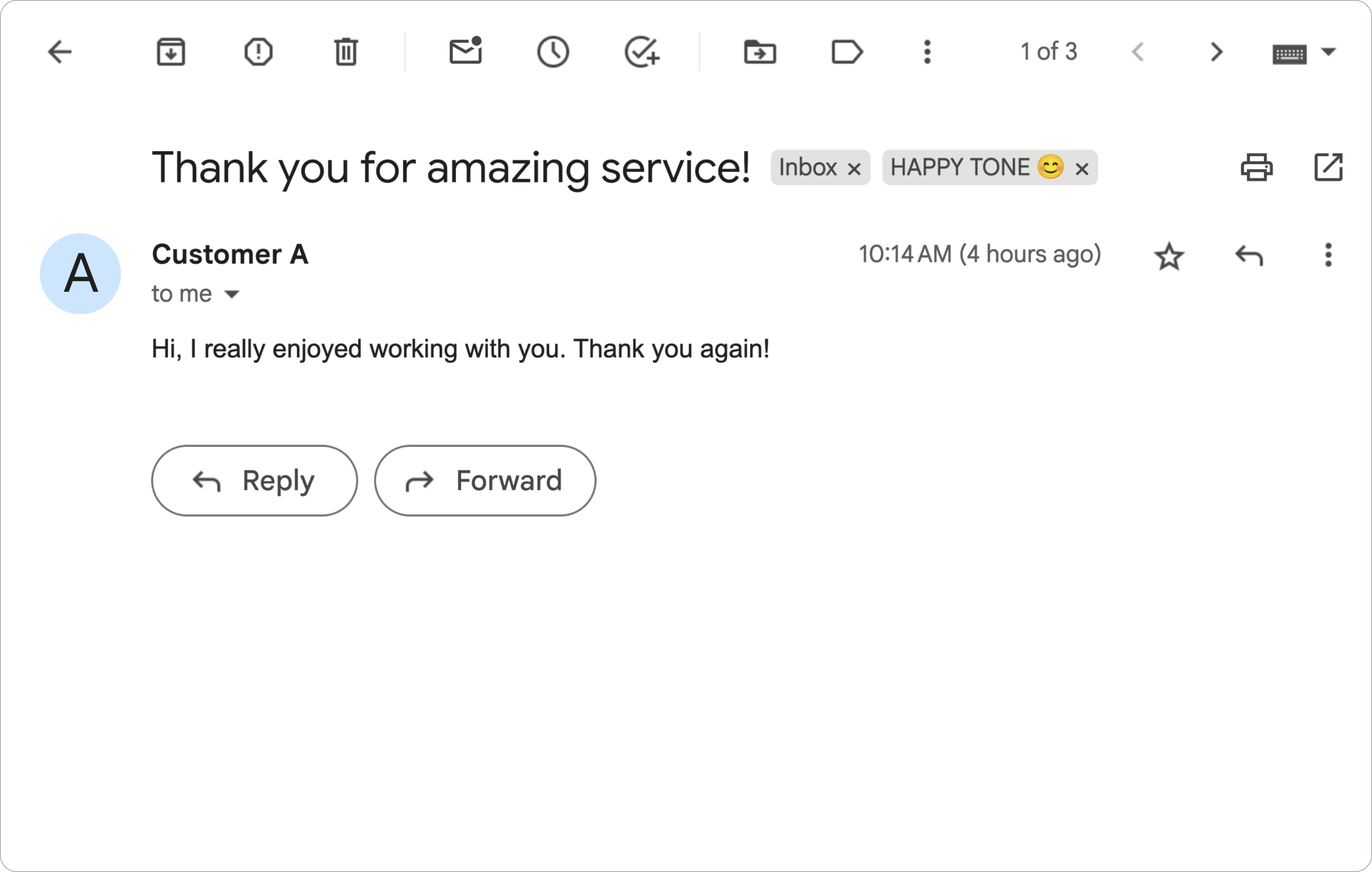 ข้อความ Gmail ที่มีอารมณ์เชิงบวก