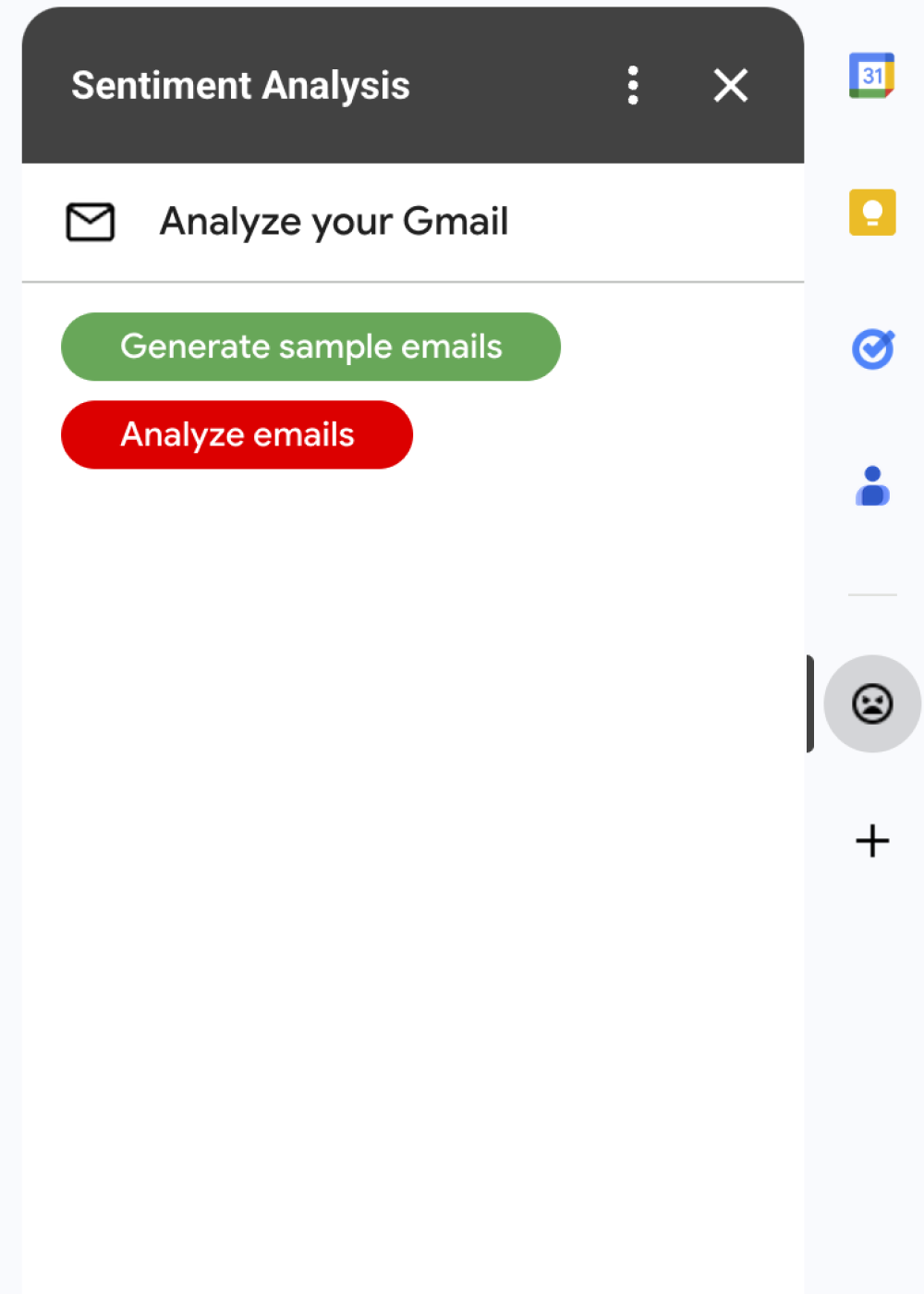 Screenshot of the Sentiment Analysis Google Workspace add-on
