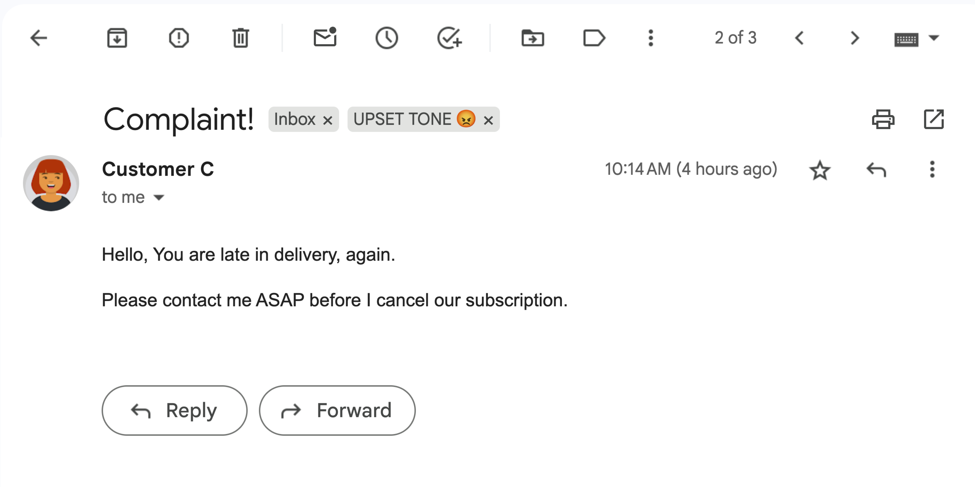 Gmail पर मिला ऐसा ईमेल जिसमें किसी के नाखुश होने की बात कही गई है.