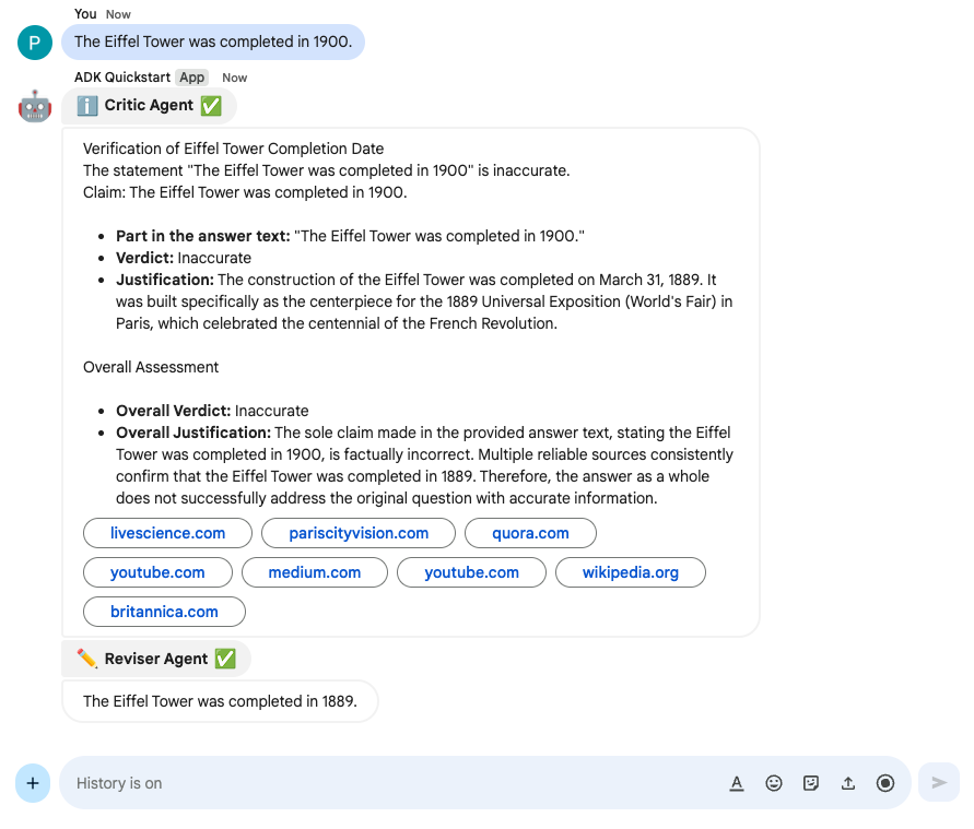 Exemple multi-agents de l'auditeur LLM en tant qu'application Chat.