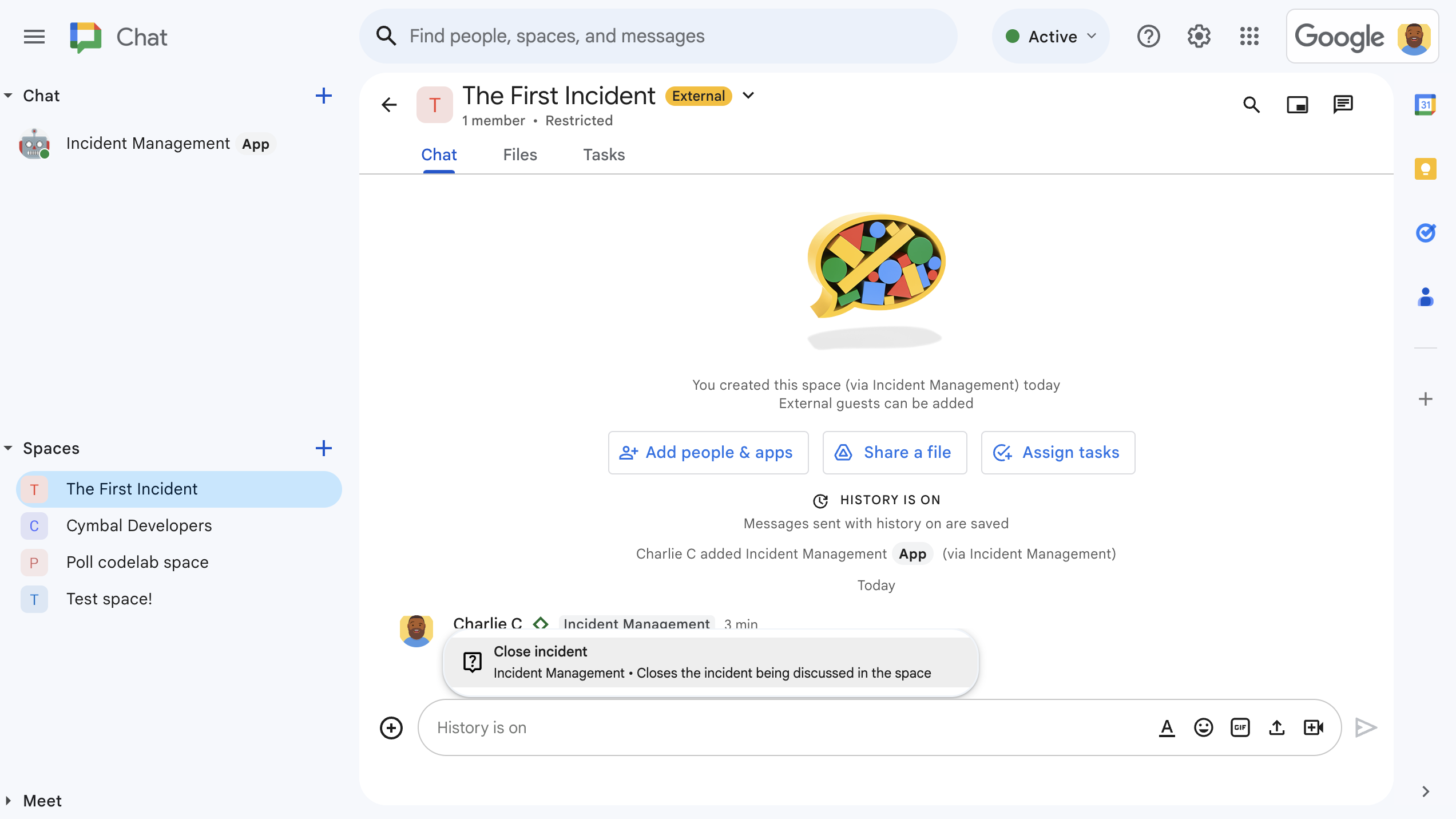 Resolver o incidente com um comando rápido.