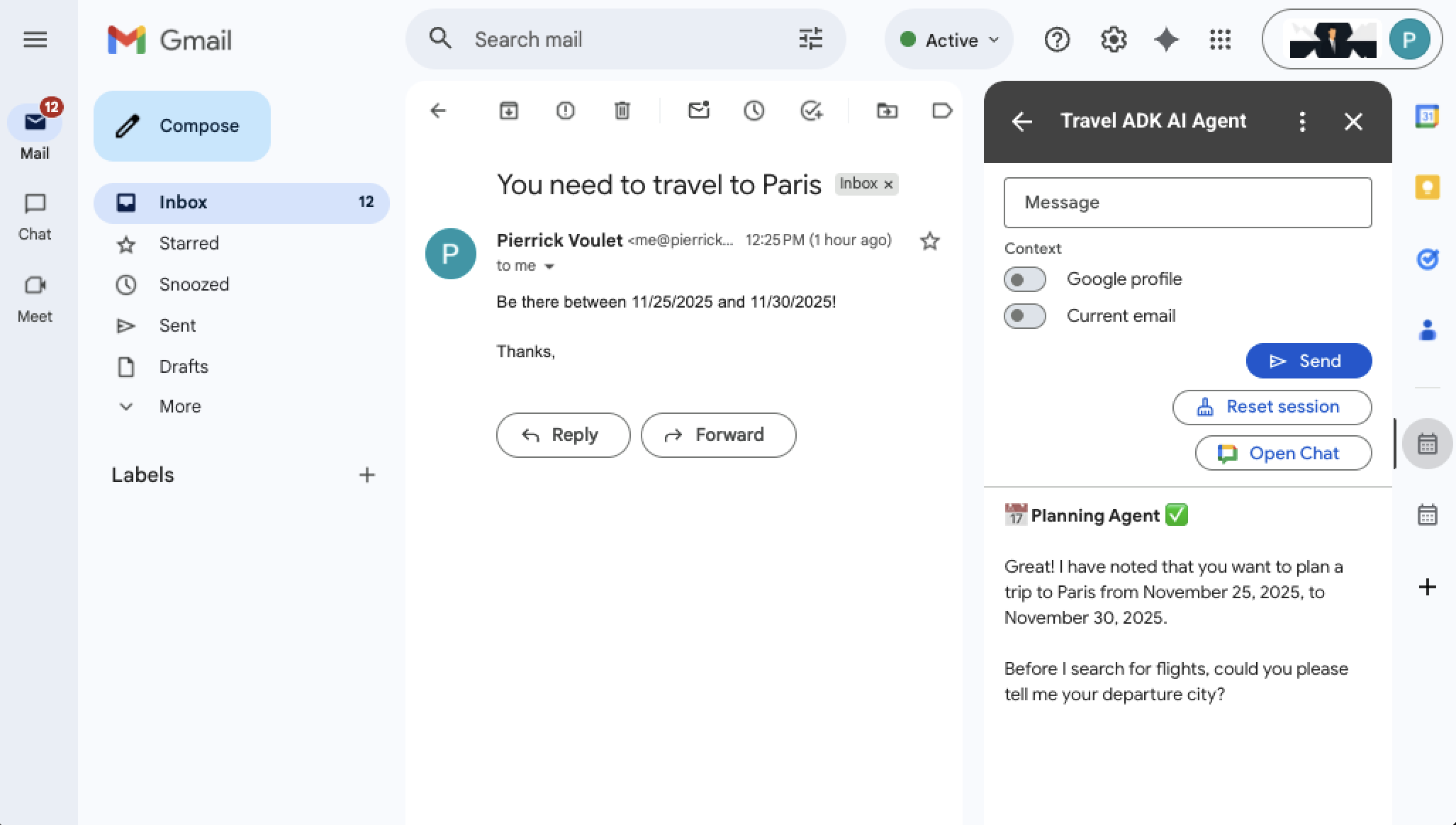 Pianificare viaggi da Gmail