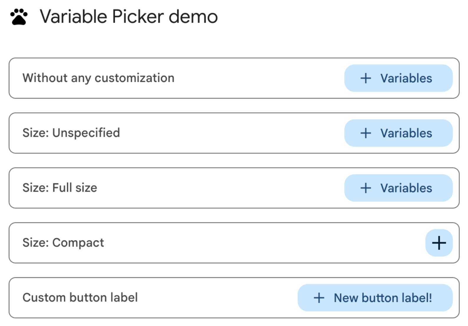 在網頁上自訂變數挑選器按鈕。