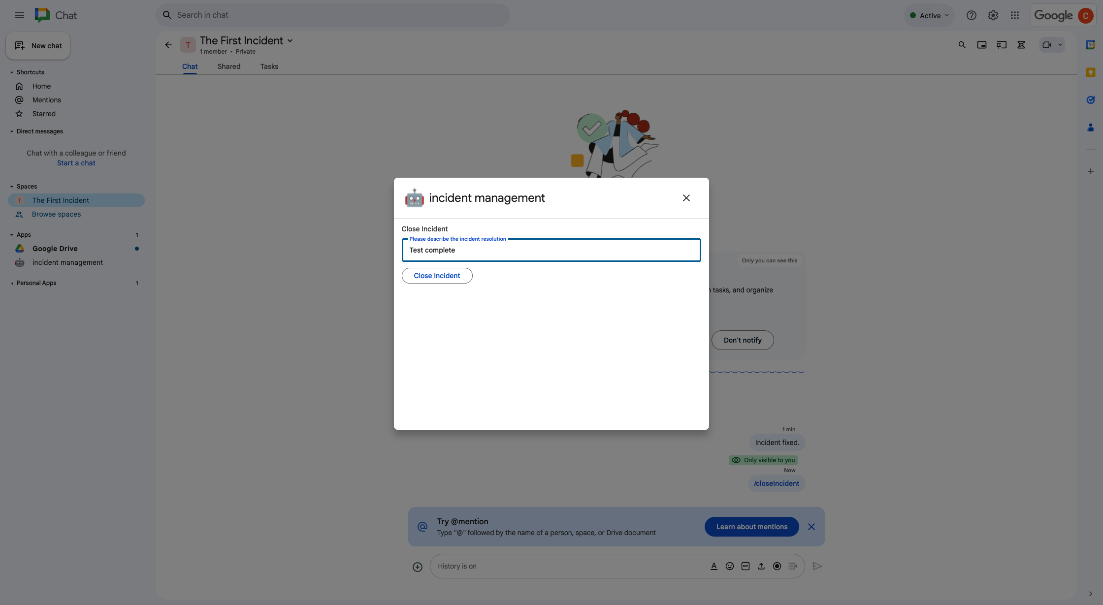 Диалог разрешения инцидентов.