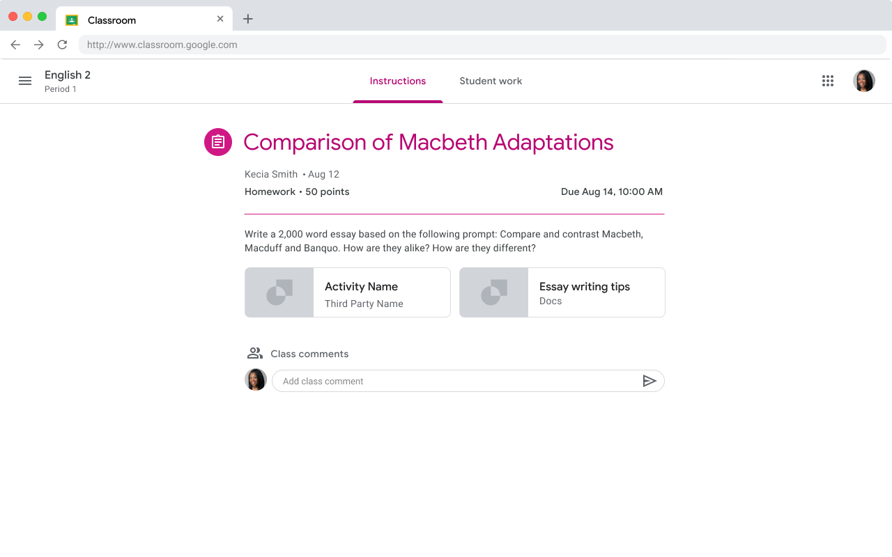 Öğretmenin ödevi önizlemesi