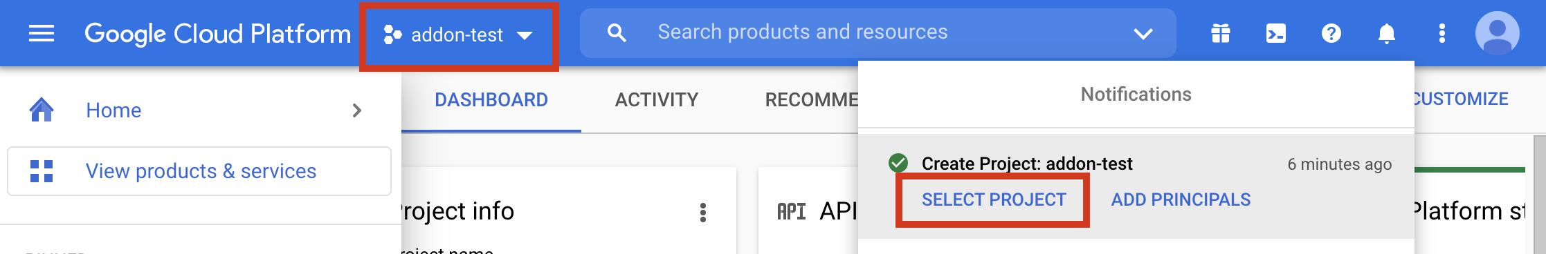 Google Cloud 콘솔에서 프로젝트를 선택합니다.