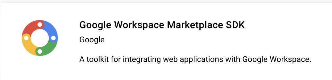 بطاقة حزمة تطوير البرامج (SDK) في Google Workspace Marketplace