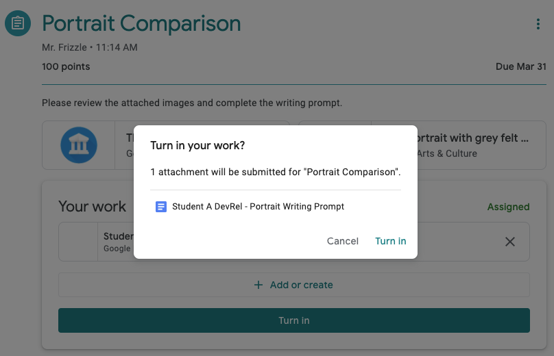 Im Bestätigungsdialogfeld für die Abgabe aufgeführte Add-on-Anhänge
