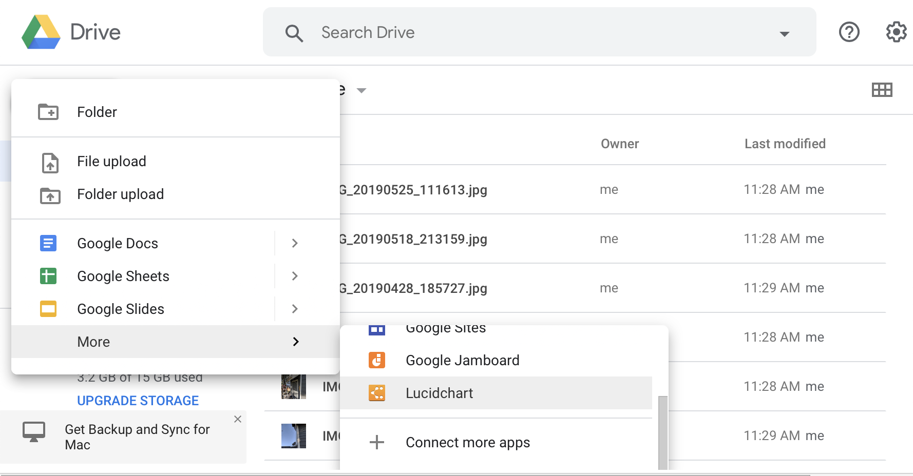 Nouveau bouton de l'UI Google Drive.