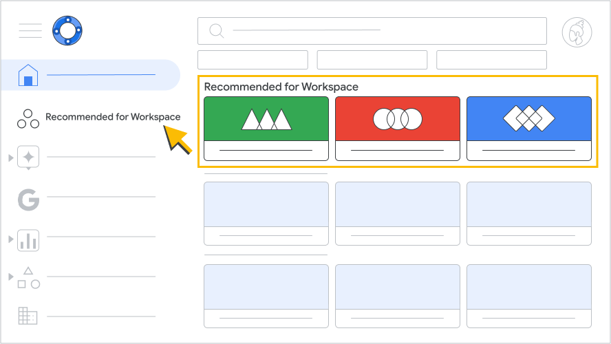 Google Workspace Marketplace의 Google Workspace를 위한 추천 항목 섹션 그림