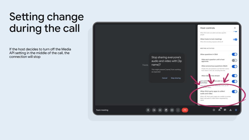 Mudança de configuração durante a chamada.
