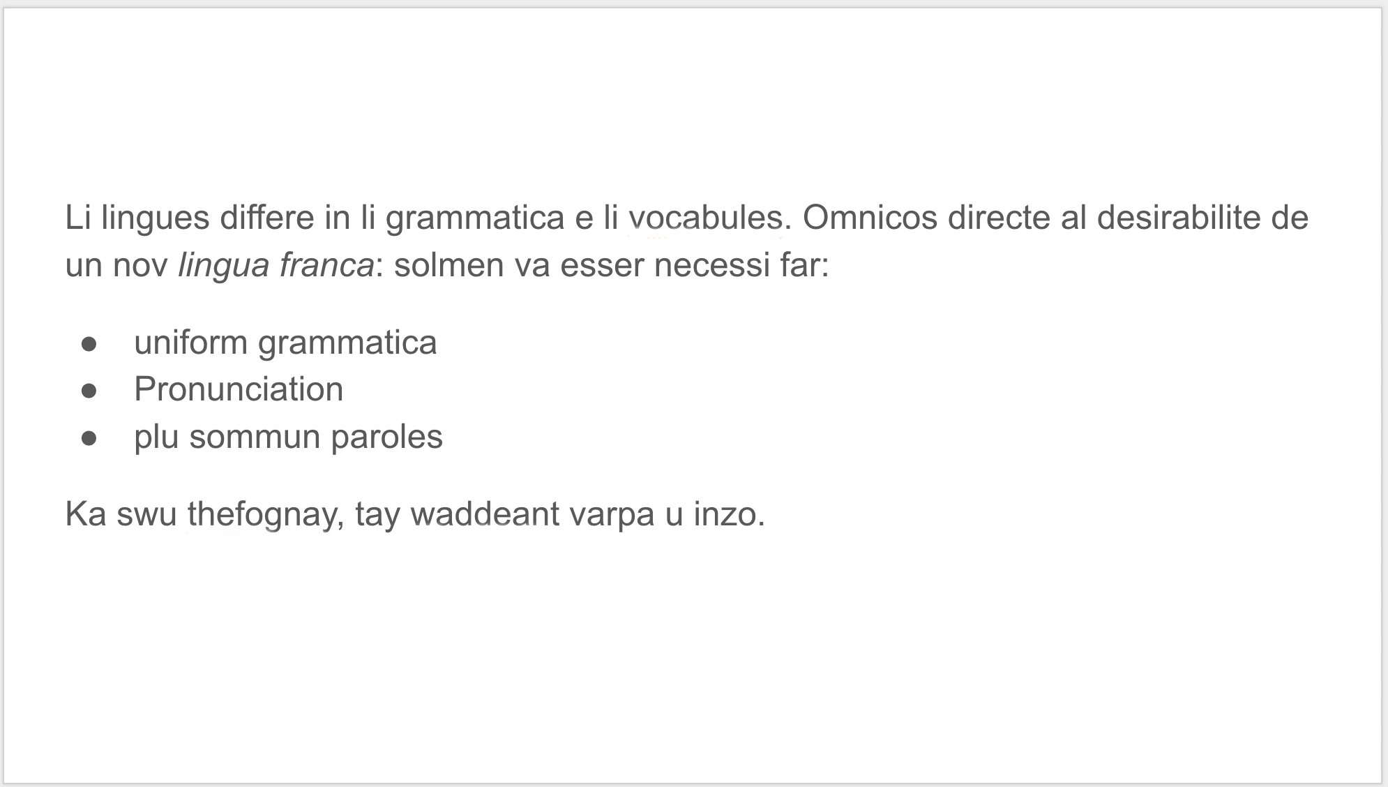 screenshot di una diapositiva semplice