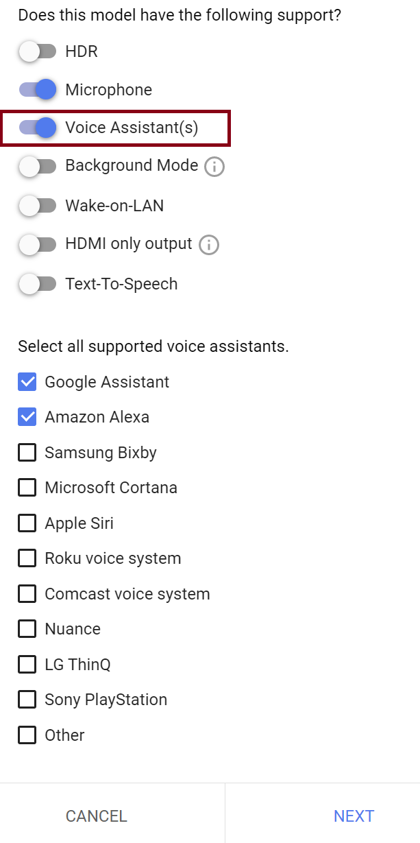 Voice Assistant(s) option
