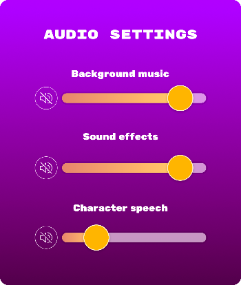 Configurações de áudio diferentes para plano de fundo, efeito
caixas de diálogo