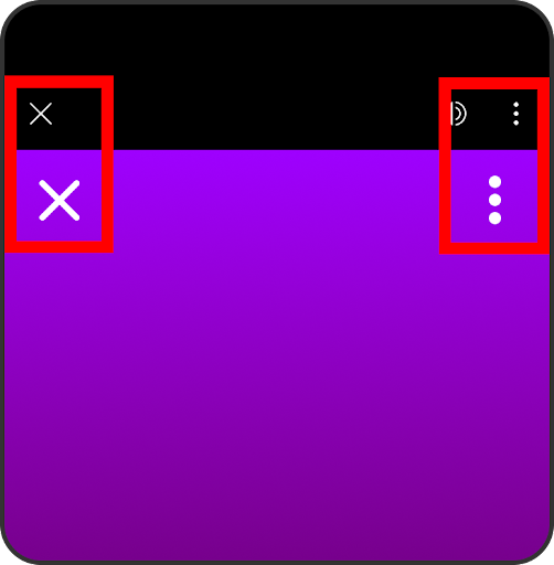 Vista de pantalla que muestra otro conjunto de botones similares a los botones de acción de la Sala de juegos