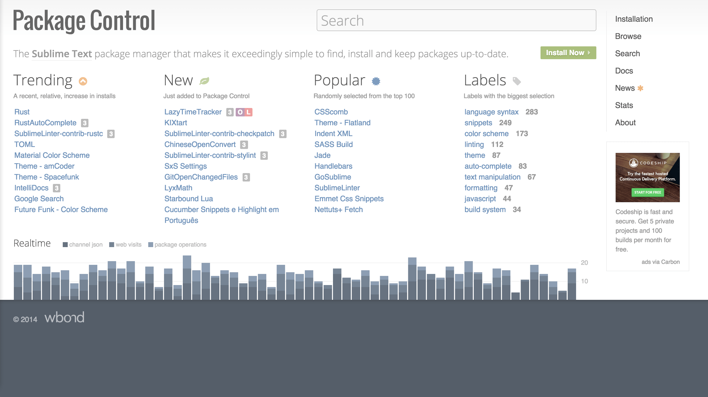 Screenshot der Paketsteuerung