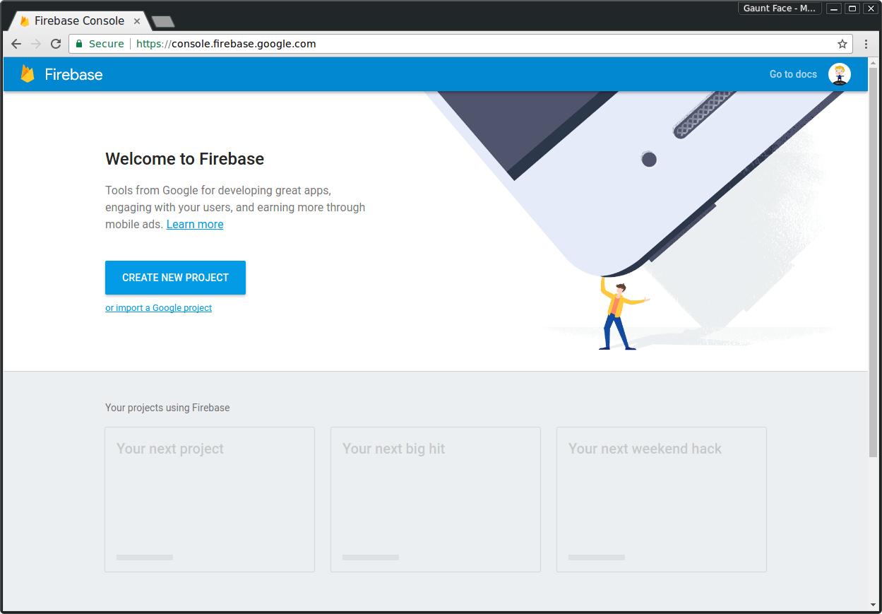 新建 Firebase 项目屏幕截图