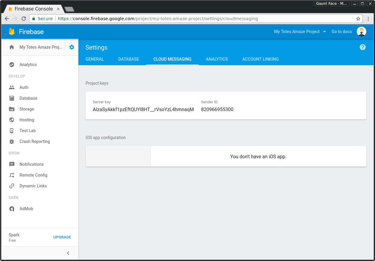 منوی پیامرسانی ابری پروژه Firebase